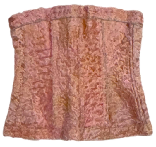 Vintage F/W 1999 Fendi x Karl Lagerfeld Runway Pink & Yellow Fur Corset Bustier Top w Buckles