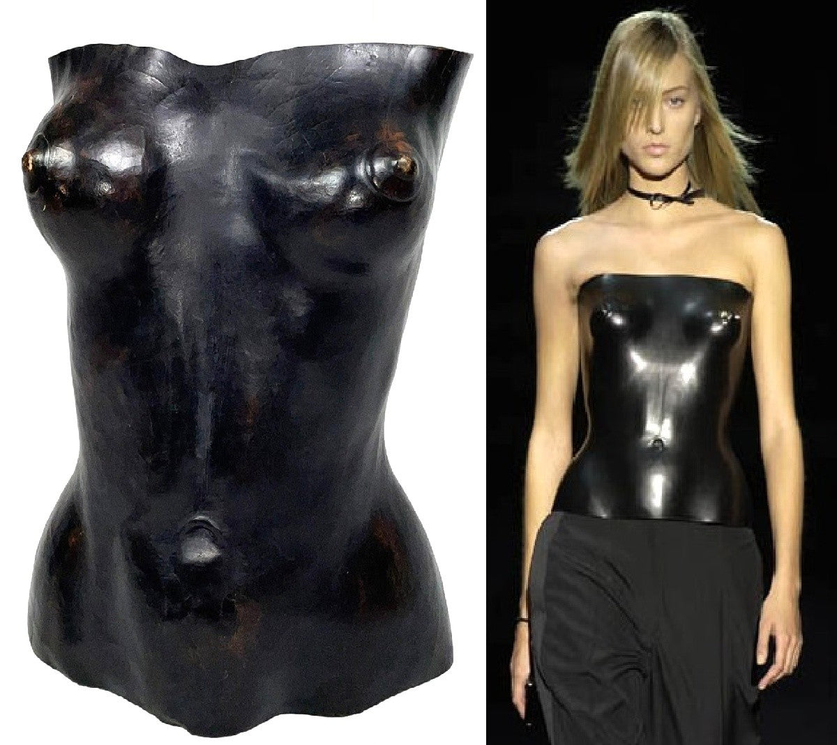 S/S 2001 Yves Saint Laurent by Tom Ford RARE 1 of 3 Prototype for Runway Leather Bust Bustier
