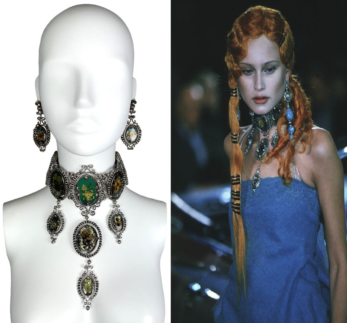 F/W 1998 Christian Dior x John Galliano Runway Large Victorian Cameo Choker Necklace & Earrings Set
