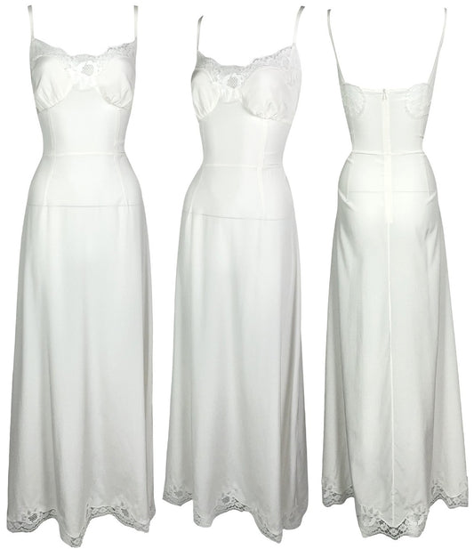 Dolce & Gabbana Alta Moda Haute Couture Semi-Sheer Ivory Stretch Silk & Lace Bridal Wedding Maxi Dress