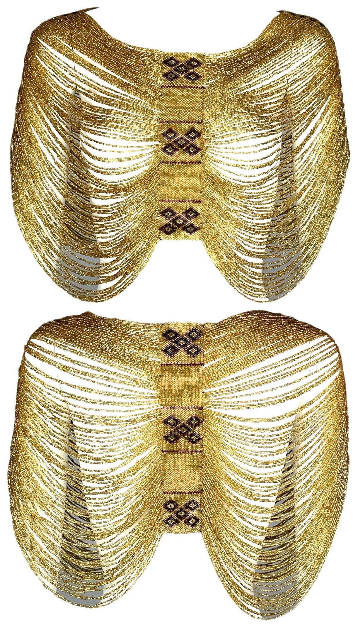C. 1997 Christian Dior by John Galliano Attributed Gold Beaded Navajo Native American Top Necklace