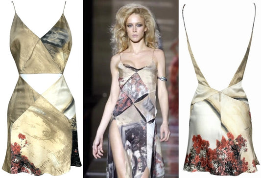 S/S 2004 Roberto Cavalli Runway Cut-Out Silk Mini Dress