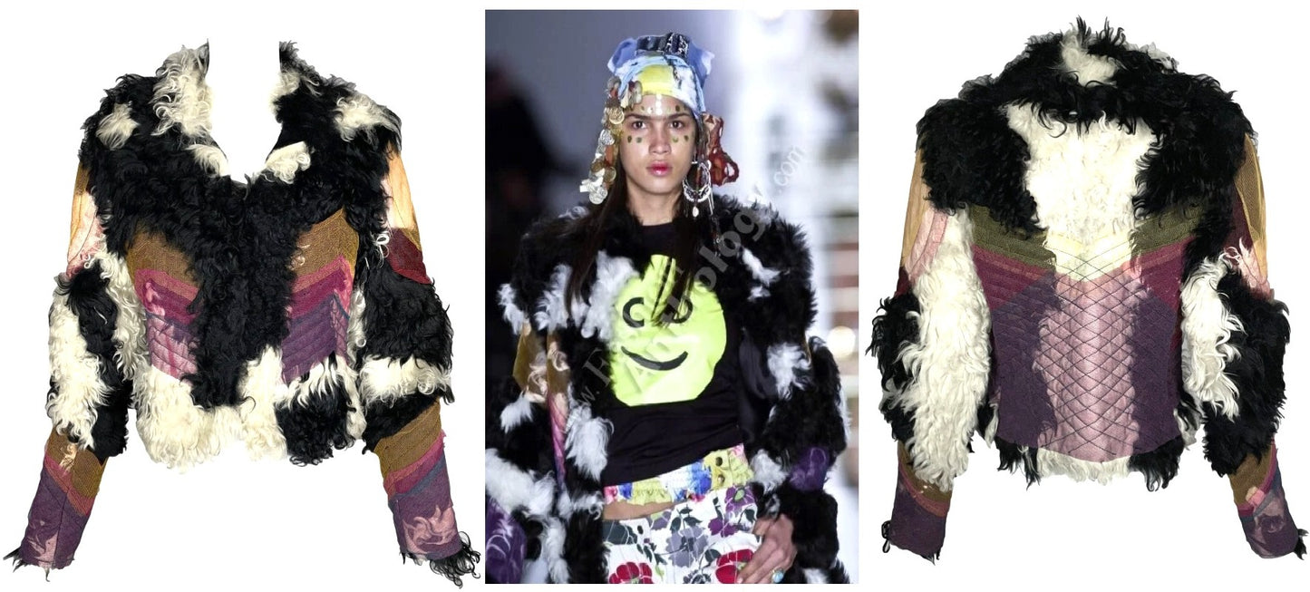 F/W 2001 Christian Dior by John Galliano Boho Chic Patchwork Fur Short Jacket