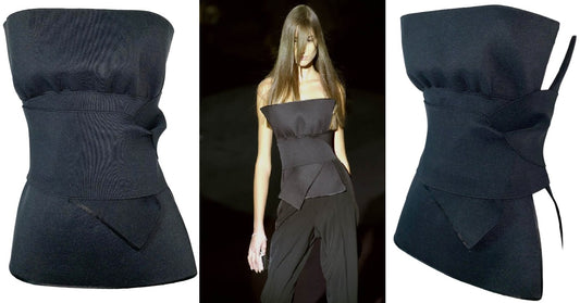 S/S 2001 Yves Saint Laurent by Tom Ford Runway Black Bandage Wrap Bustier Top