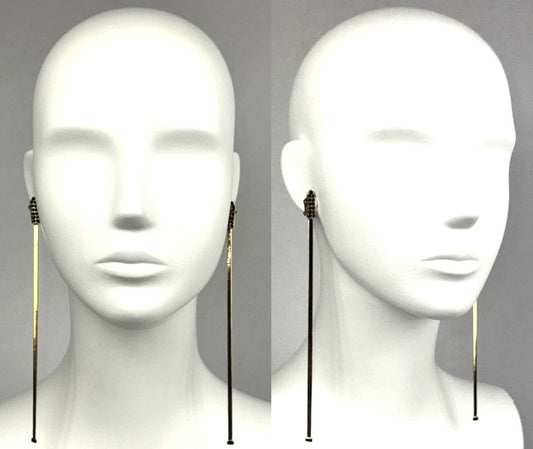 Early 2000's Christian Dior by John Galliano Extra Long Gold Snake Chain Earrings