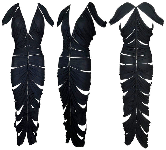 S/S 2003 Yves Saint Laurent by Tom Ford Cut-Out Plunging Black Maxi Dress