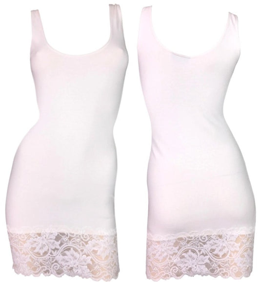 Vintage 1990's Dolce & Gabbana Pin-Up White Lace Trim Bodycon Mini Dress