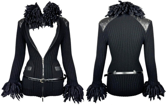 F/W 2003 Christian Dior by John Galliano Black Zipper MOD Tunic Sweater Jacket Mini Dress