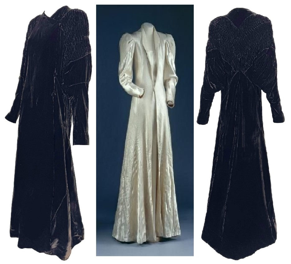 Vintage C. 1937 Nina Ricci Haute Couture Black Velvet Long Coat Dress
