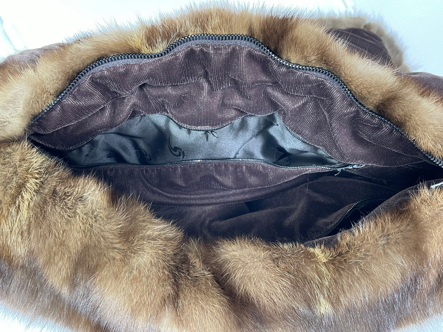 Vintage 2000's Custom Made Extra Large Russian Sable Fur Hobo Handbag Bag