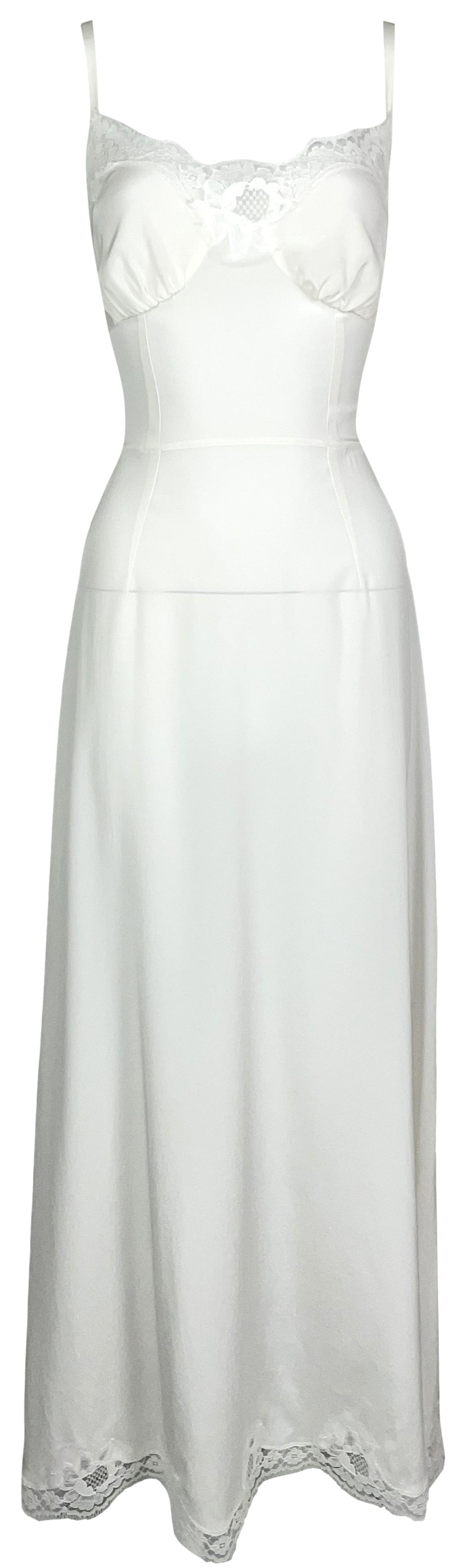 Dolce & Gabbana Alta Moda Haute Couture Semi-Sheer Ivory Stretch Silk & Lace Bridal Wedding Maxi Dress