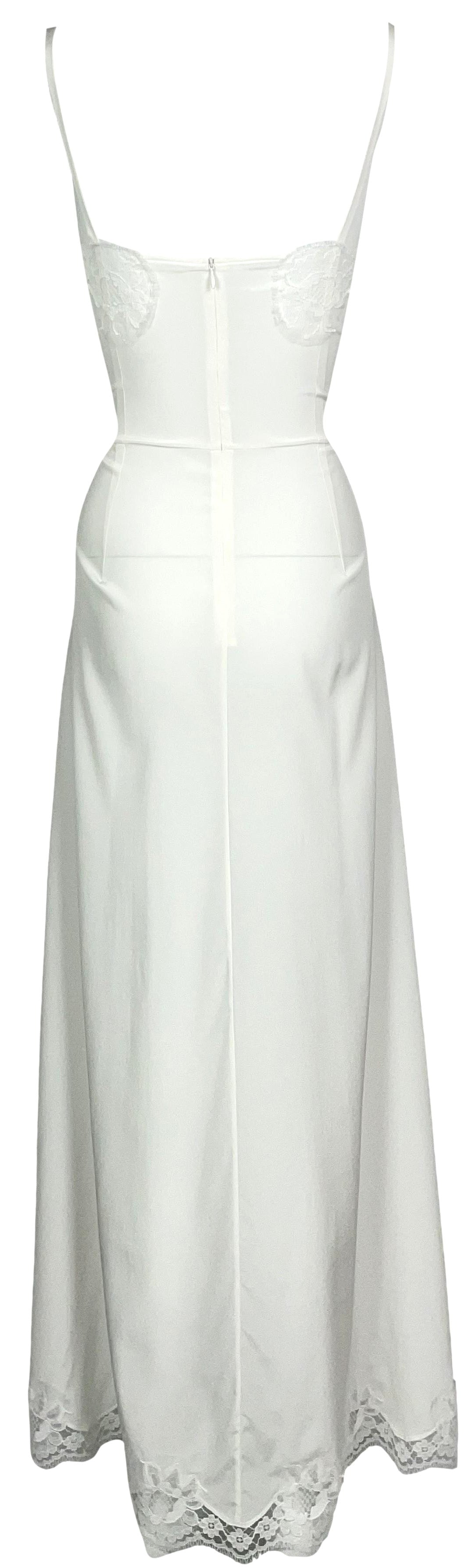 Dolce & Gabbana Alta Moda Haute Couture Semi-Sheer Ivory Stretch Silk & Lace Bridal Wedding Maxi Dress