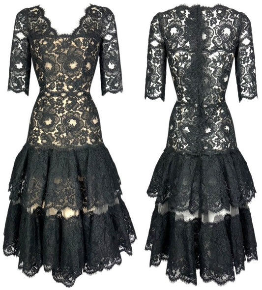 F/W 2017 Dolce & Gabbana Alta Moda Couture Numbered Black Lace Sicilian Dress