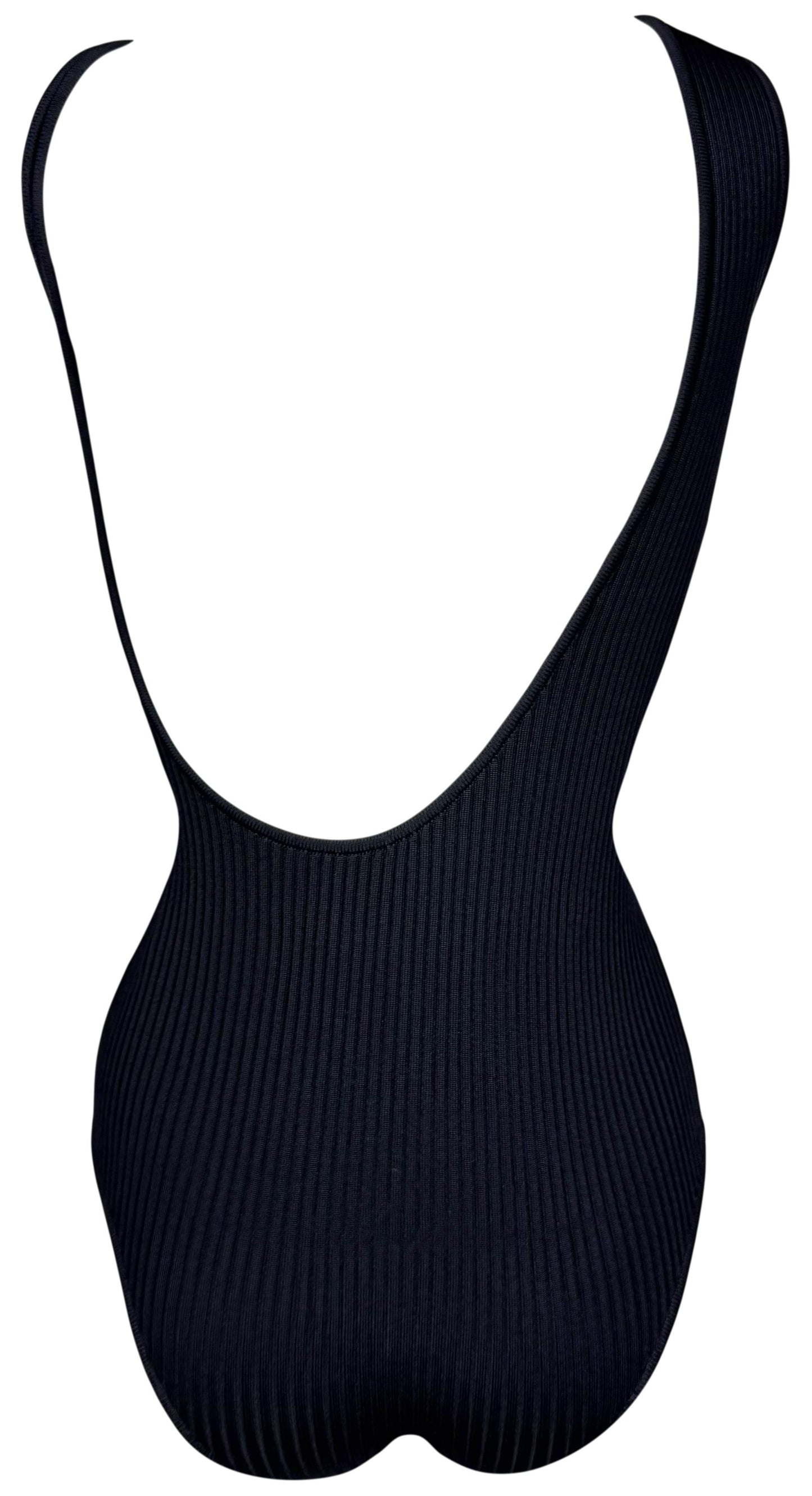 Hermès Sexy Backless Cut-Out Black Silk Blend Bodysuit Top