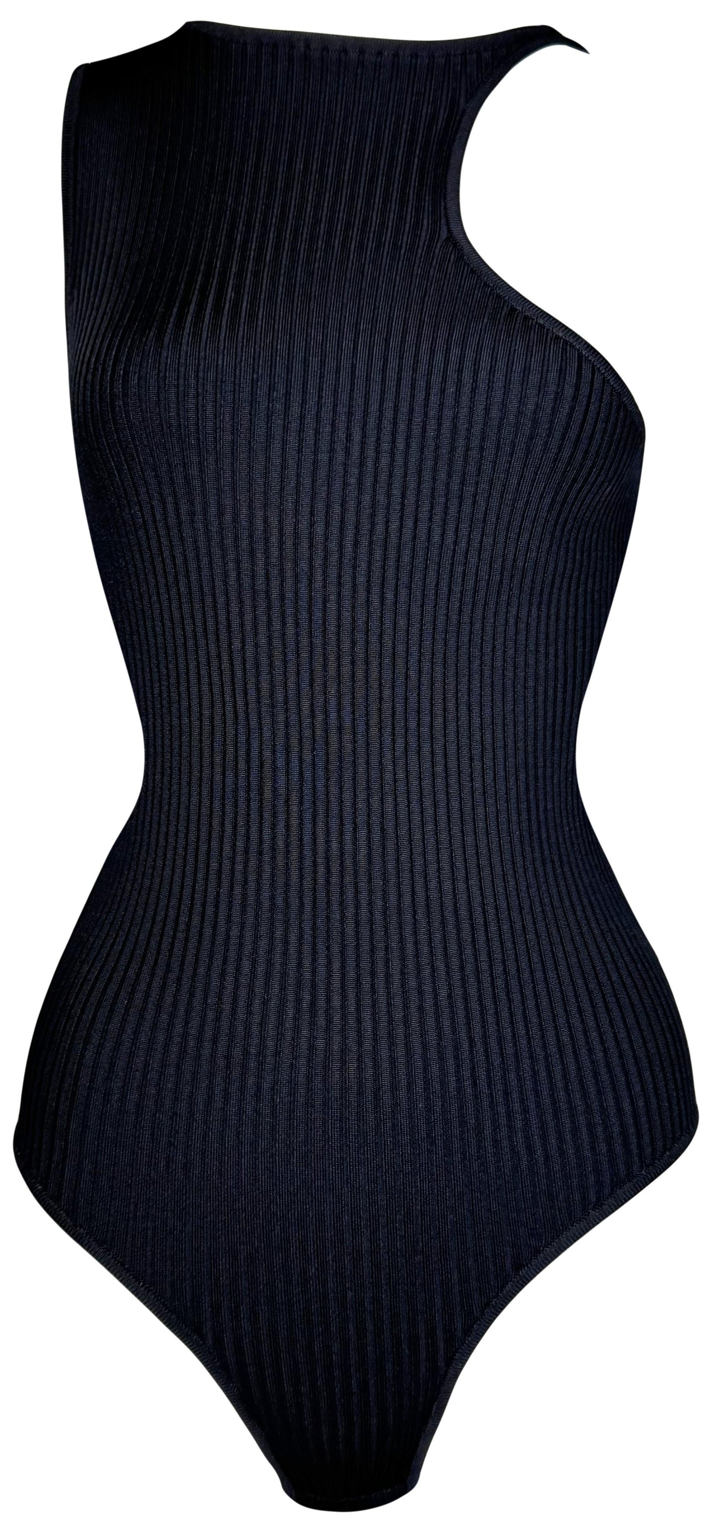 Hermès Sexy Backless Cut-Out Black Silk Blend Bodysuit Top