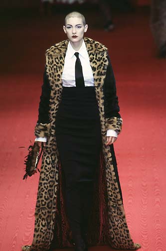 F/W 1997 Dolce & Gabbana Dark Brown & Leopard Mink Fur Full Length Long Coat