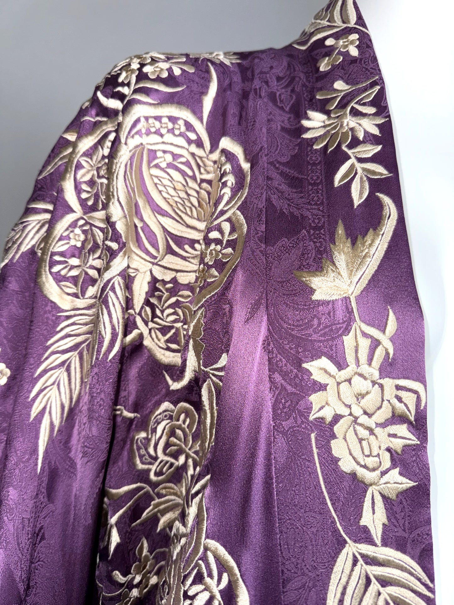 Roberto Cavalli RARE Embroidered Purple Silk Kimono Dress Jacket