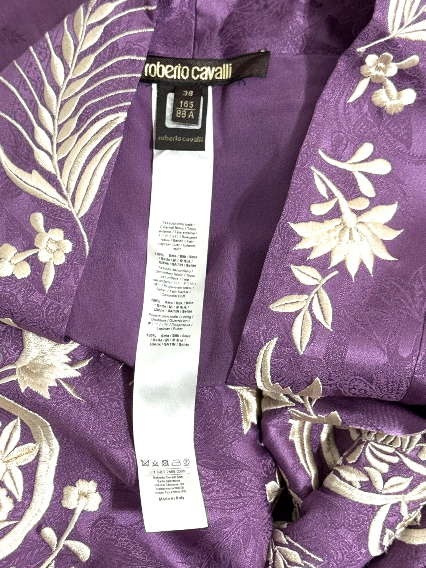 Roberto Cavalli RARE Embroidered Purple Silk Kimono Dress Jacket
