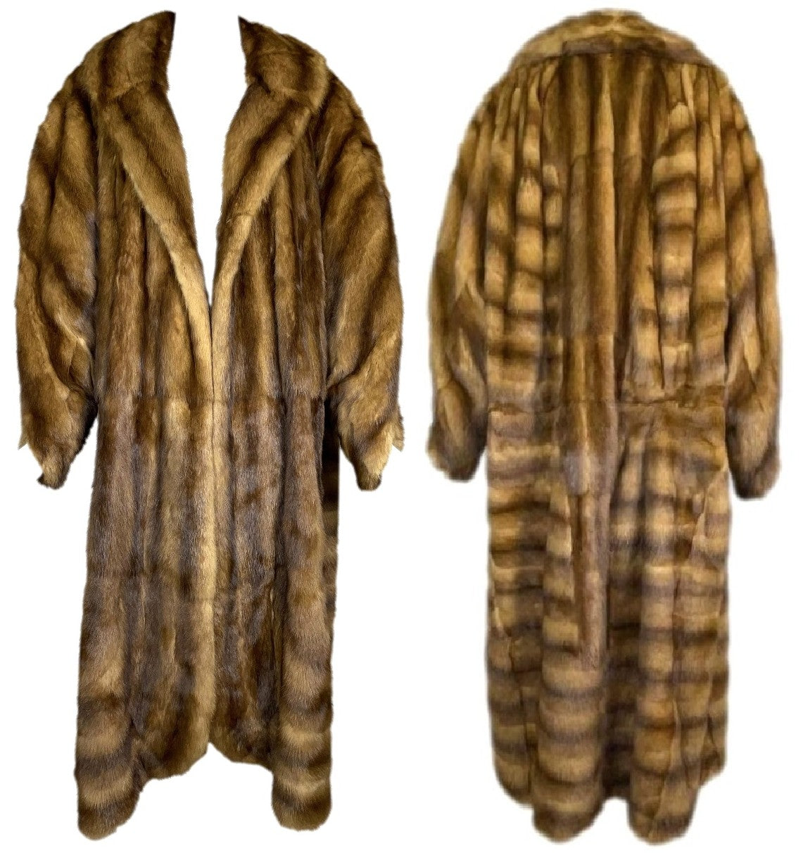 F/W 1986 Fendi x Karl Lagerfeld Kolinsky Sable Fur 1920's Flapper Style Open Front Long Coat