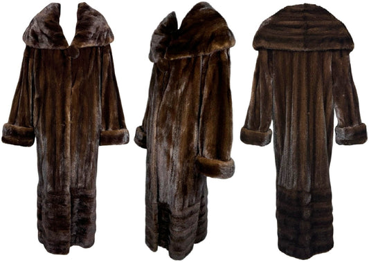 Vintage F/W 1987 Karl Lagerfeld 1920's Flapper Style Cocoon Floor Length Wide Collar Mink Fur Coat