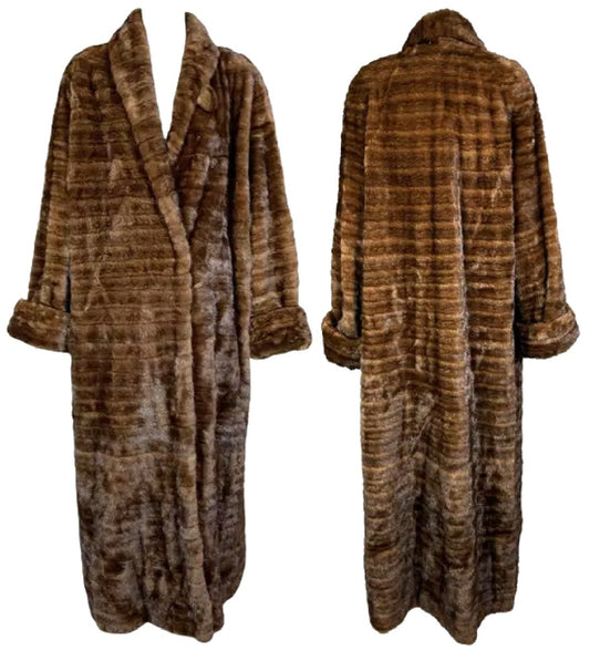 Rare Vintage 1998 John Galliano 1930's Great Gatsby Style Full Length Striped Mink Fur Coat