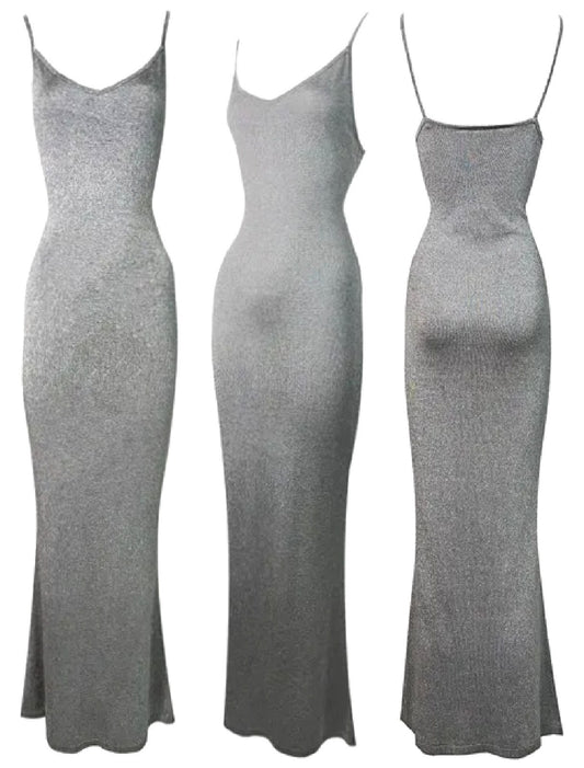 F/W 1998 Christian Dior by John Galliano Silver Knit Bodycon Mermaid Maxi Dress