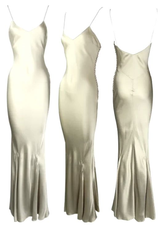 S/S 2008 Christian Dior by John Galliano Champagne Satin Maxi Gown Dress
