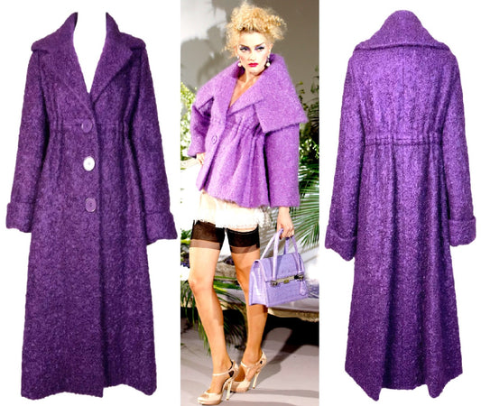 F/W 2009 Christian Dior Haute Couture by John Galliano Purple High Waist 60's MOD Style Swing Coat