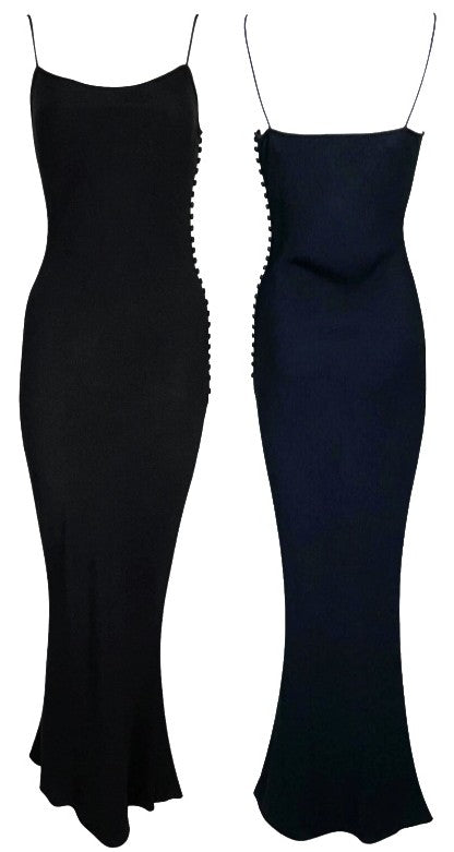 Vintage S/S 1998 Christian Dior x John Galliano Classic Old Hollywood Long Black Slip Dress