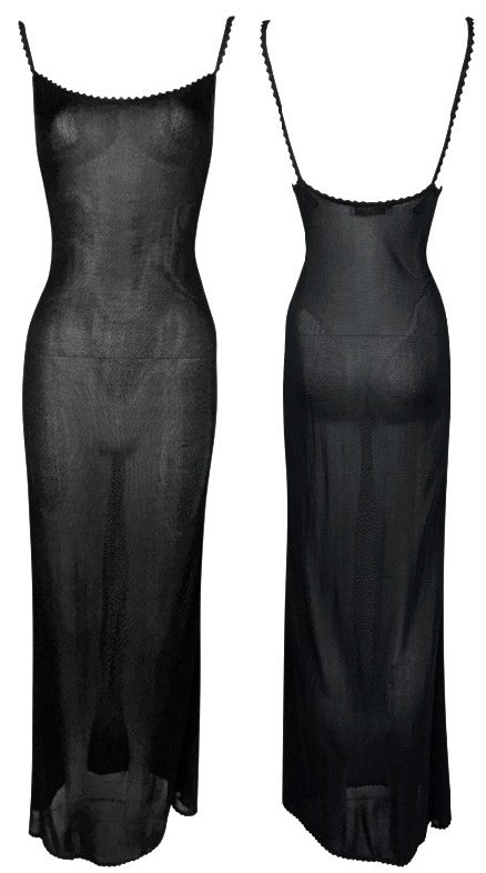 Vintage 1999 Christian Dior x John Galliano Black Slinky Knit Maxi Dress
