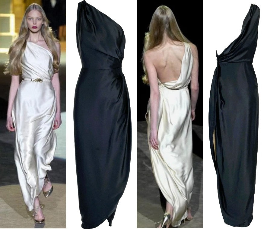F/W 2007 Roberto Cavalli Runway Black One Shoulder Grecian Maxi Dress